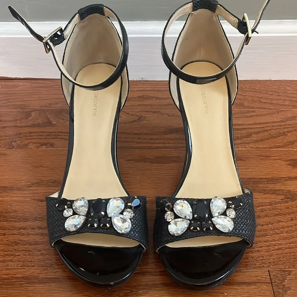 Jeweled black heels